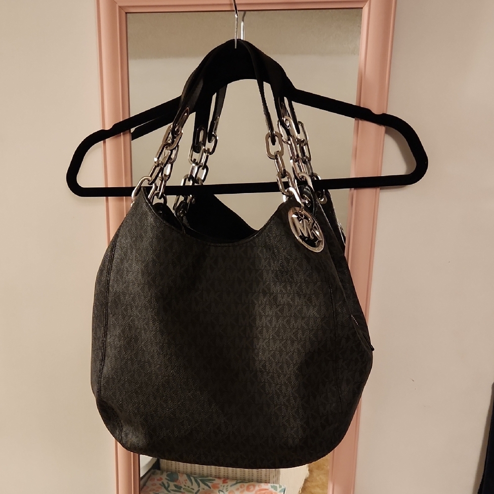 Michael Kors Fulton Large Shoulder Bag In Signature Logo Canvas